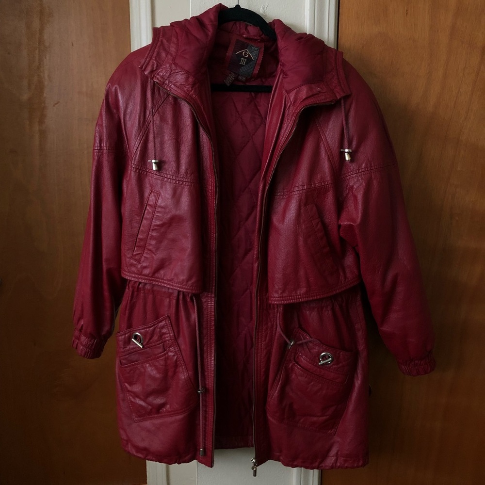 G3 G111 REAL LEATHER VARSITY TRENCH COAT